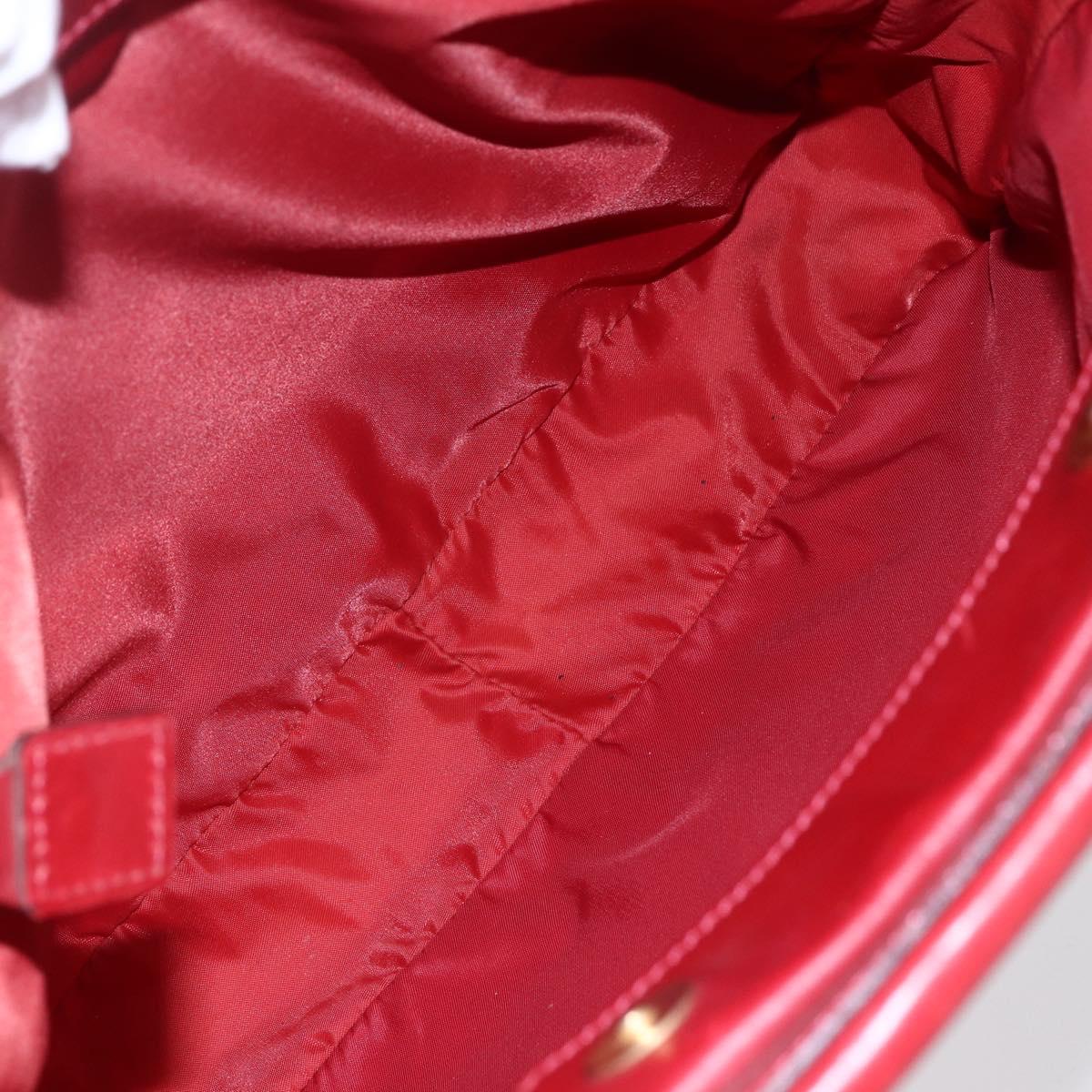 CELINE Tote Bag Nylon Red Gold Auth 149130