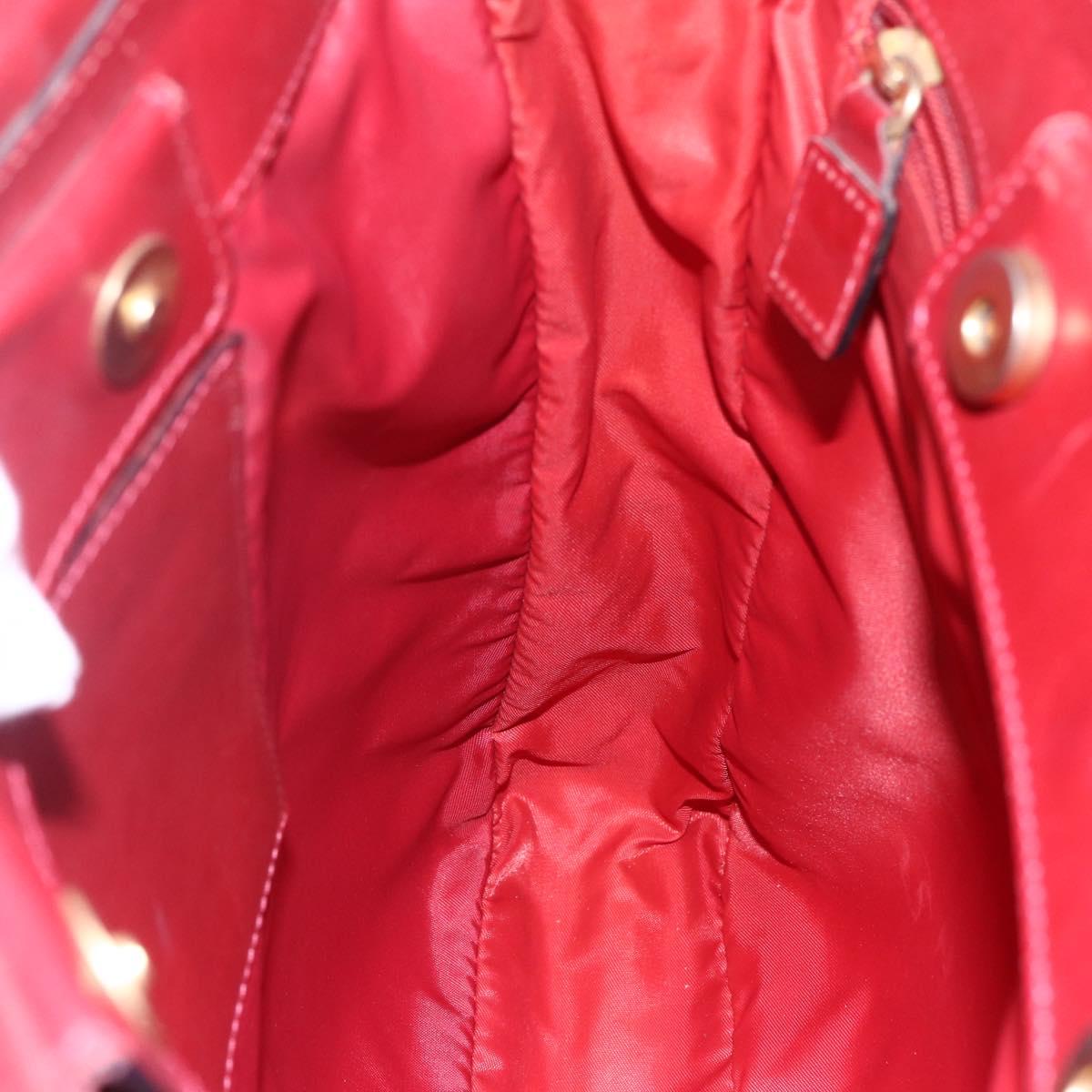 CELINE Tote Bag Nylon Red Gold Auth 149130