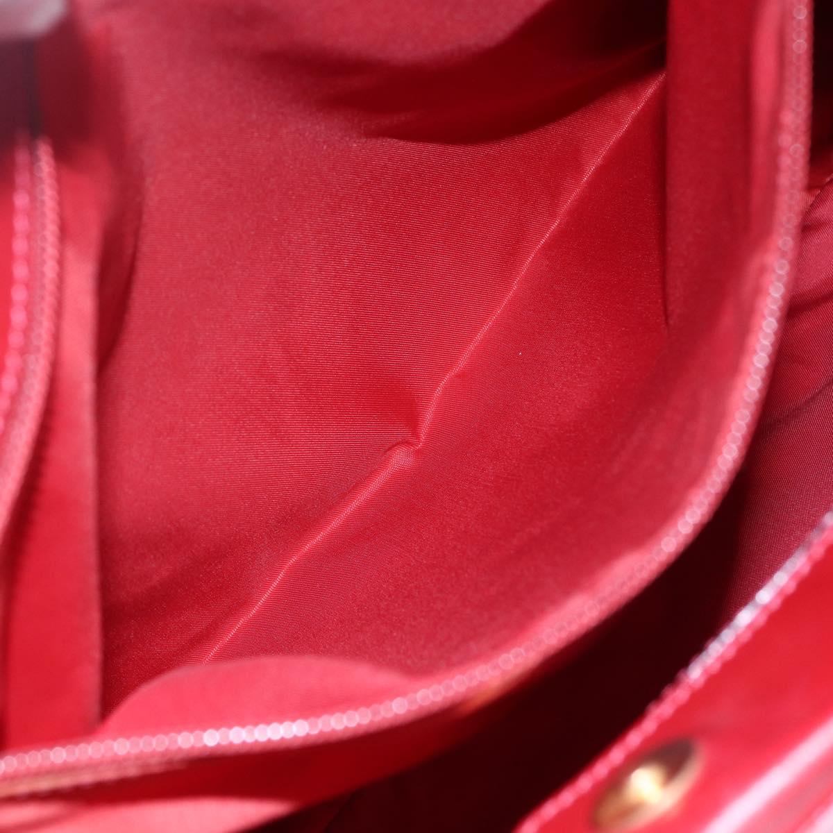 CELINE Tote Bag Nylon Red Gold Auth 149130