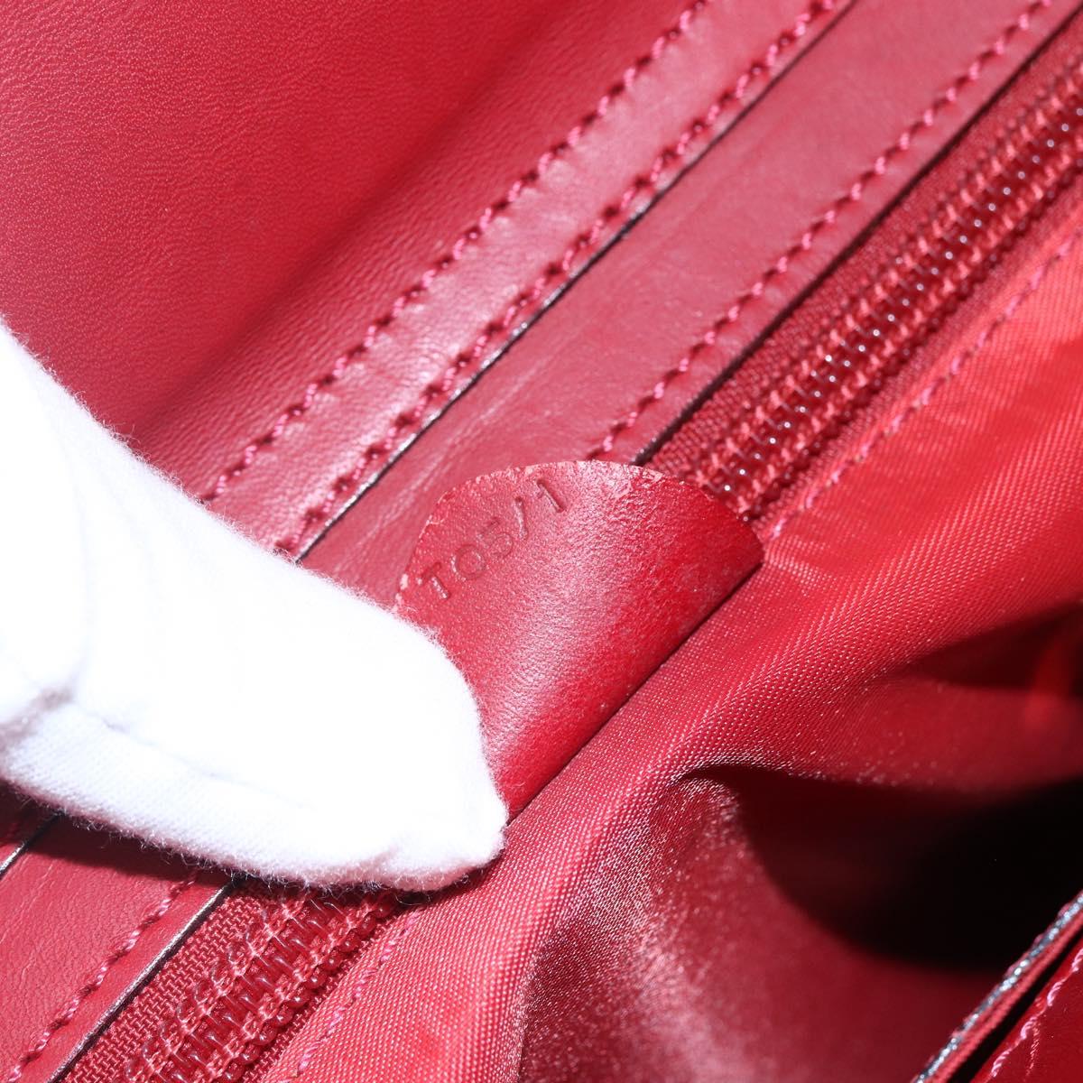 CELINE Tote Bag Nylon Red Gold Auth 149130
