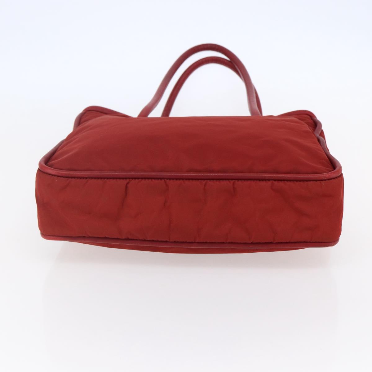 CELINE Tote Bag Nylon Red Gold Auth 149130