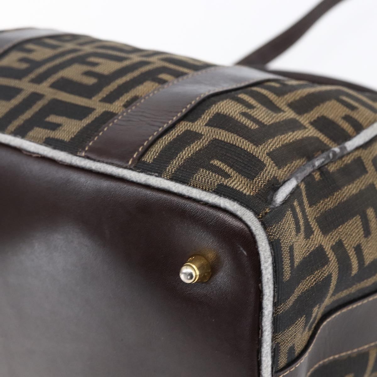 FENDI Zucca Canvas Hand Bag 2way Black Brown Auth 149131