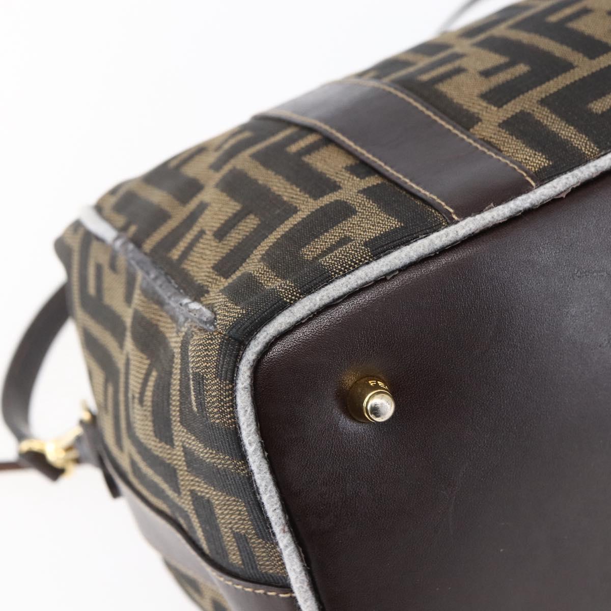 FENDI Zucca Canvas Hand Bag 2way Black Brown Auth 149131