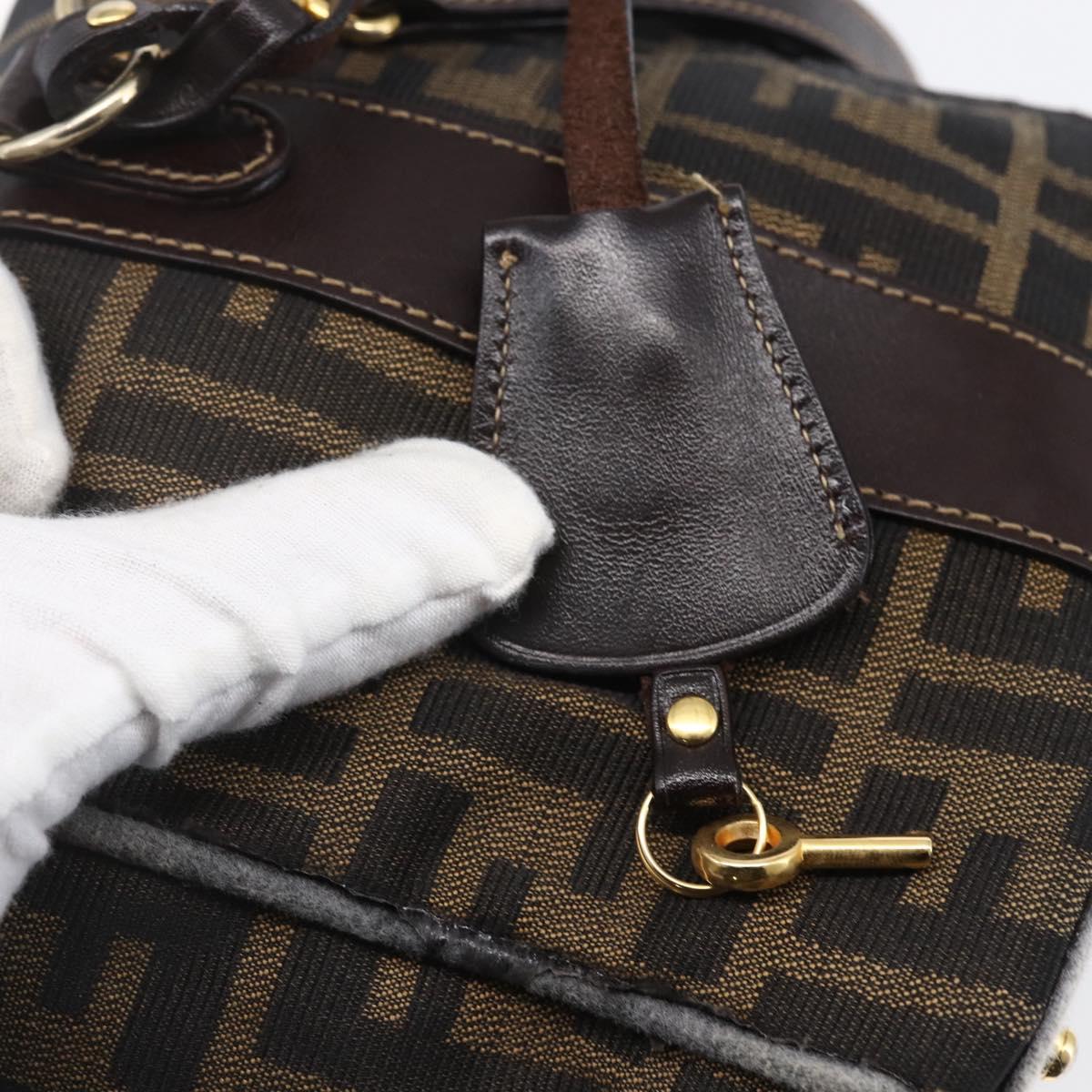 FENDI Zucca Canvas Hand Bag 2way Black Brown Auth 149131