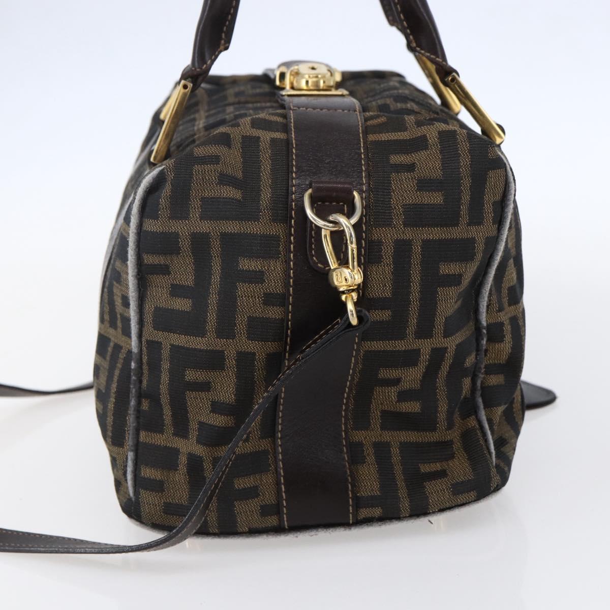 FENDI Zucca Canvas Hand Bag 2way Black Brown Auth 149131