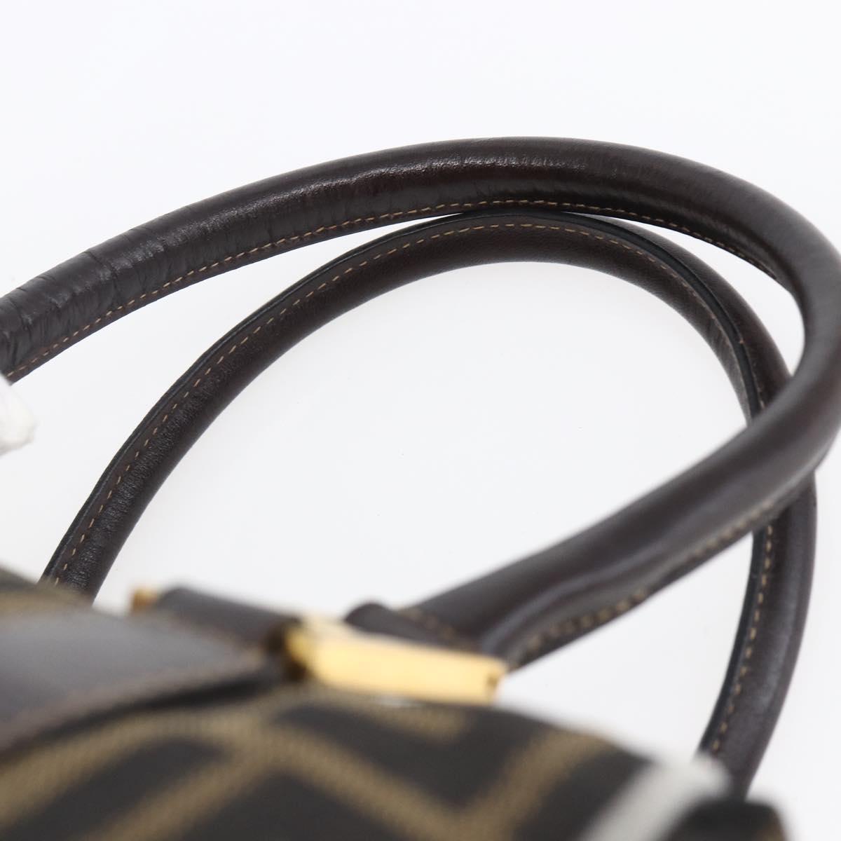 FENDI Zucca Canvas Hand Bag 2way Black Brown Auth 149131