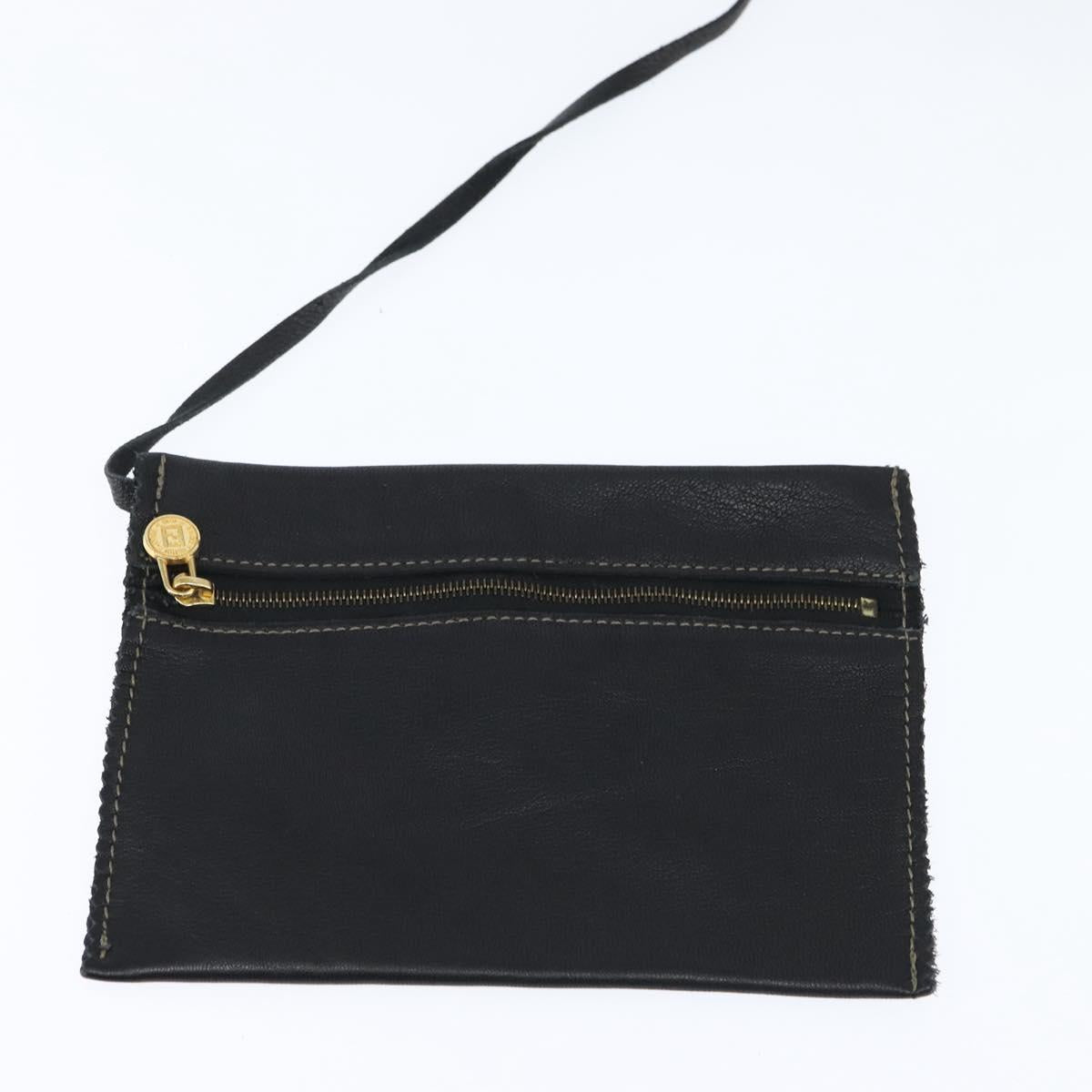 FENDI Backpack Leather Black Gold Auth 149132