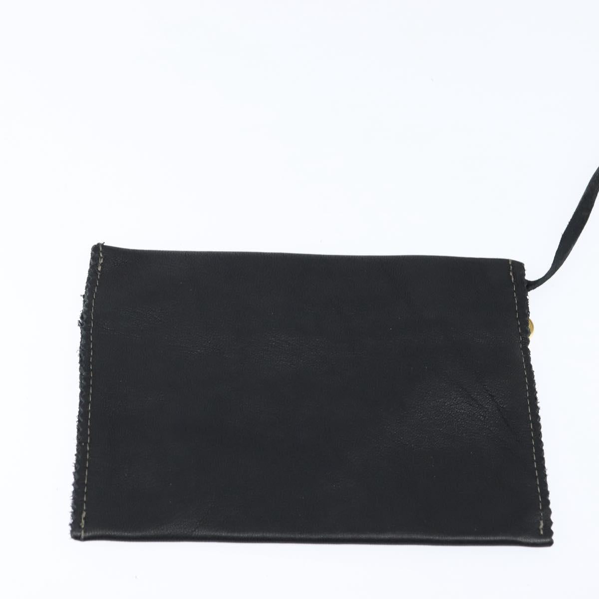 FENDI Backpack Leather Black Gold Auth 149132