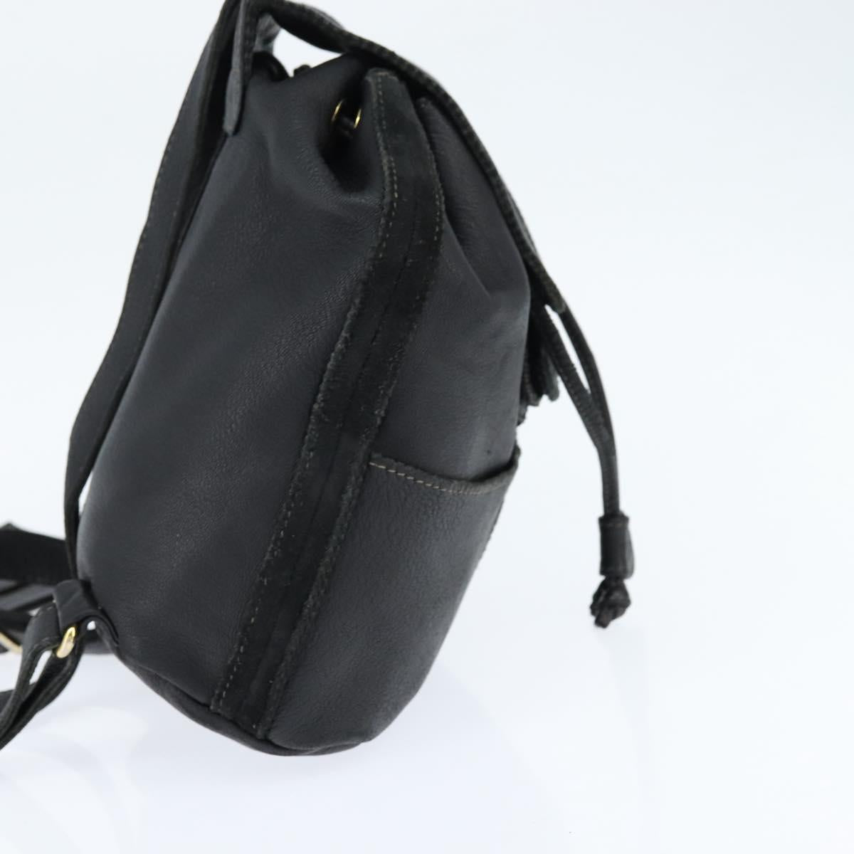 FENDI Backpack Leather Black Gold Auth 149132