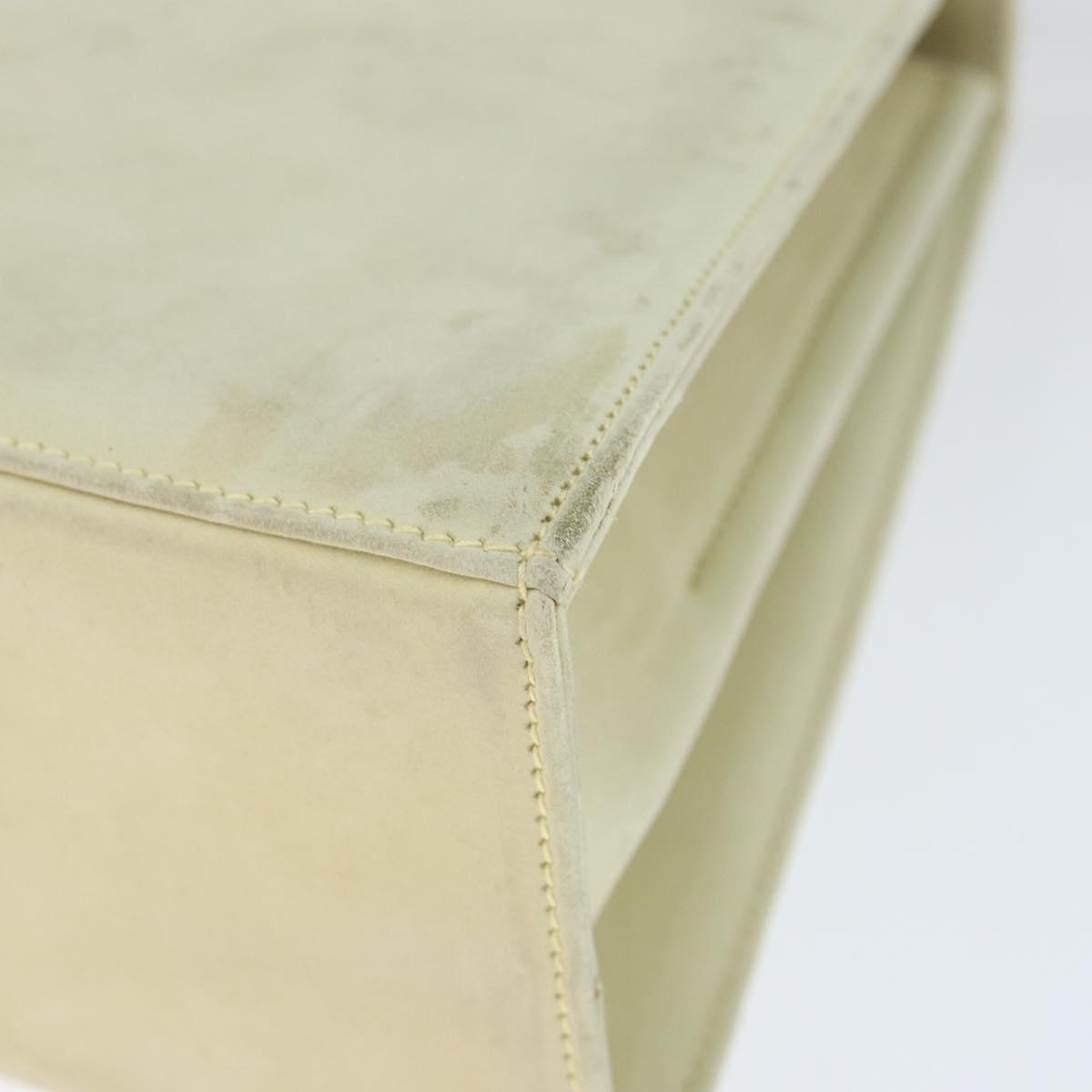 Salvatore Ferragamo Gancini Hand Bag Suede 2way Ivory Gold Auth 149146