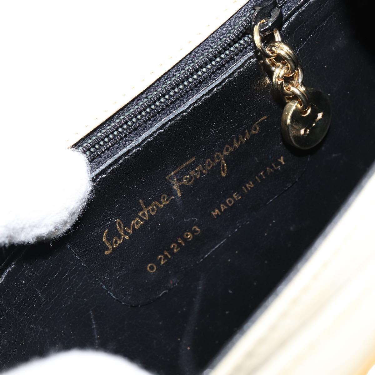 Salvatore Ferragamo Gancini Hand Bag Suede 2way Ivory Gold Auth 149146