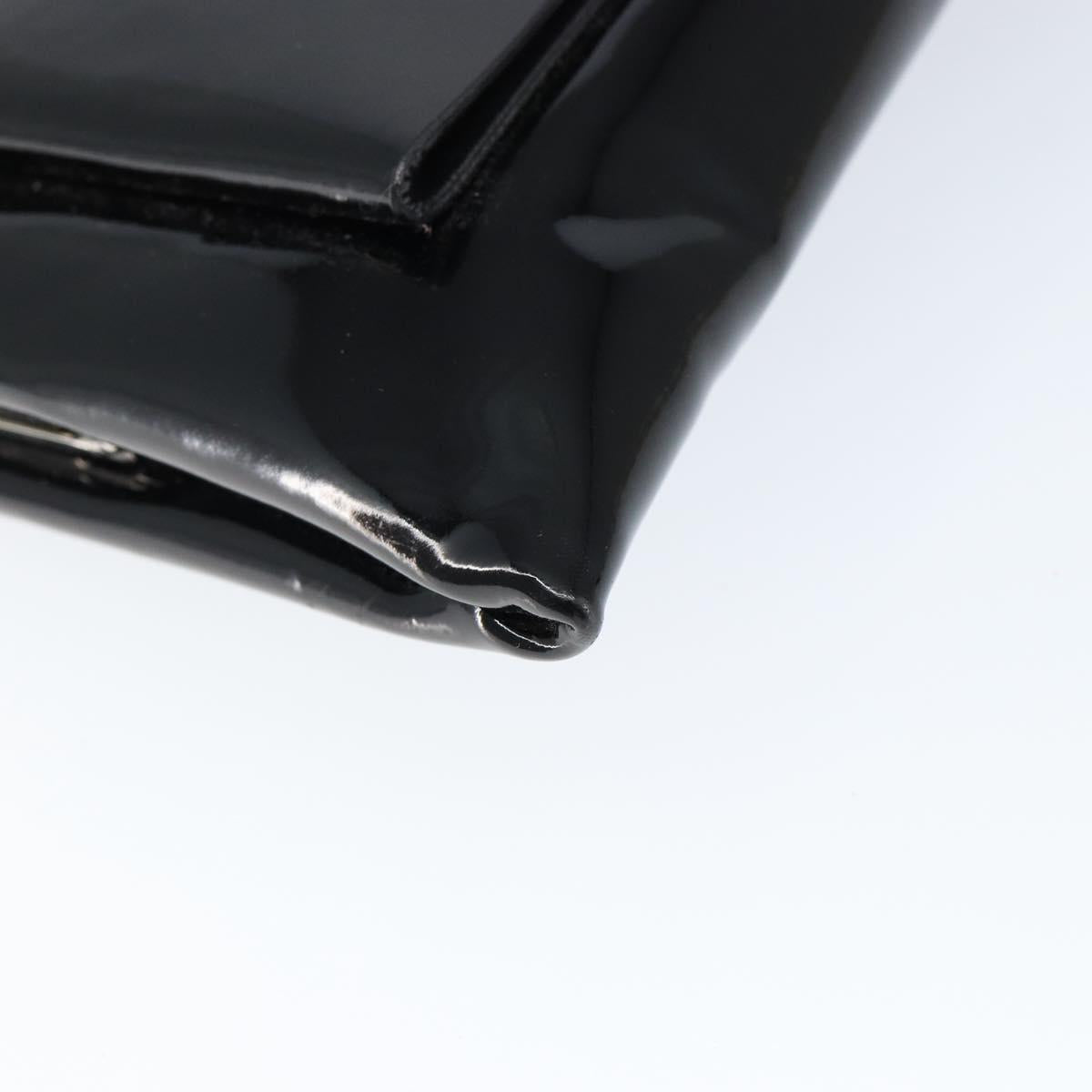 Salvatore Ferragamo Vala Shoulder Bag Enamel Black Silver Auth 149147