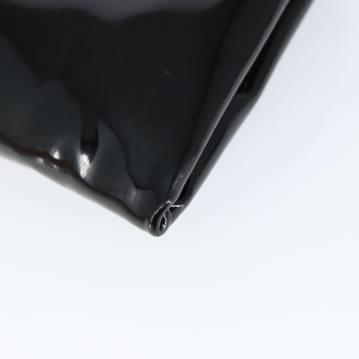 Salvatore Ferragamo Vala Shoulder Bag Enamel Black Silver Auth 149147