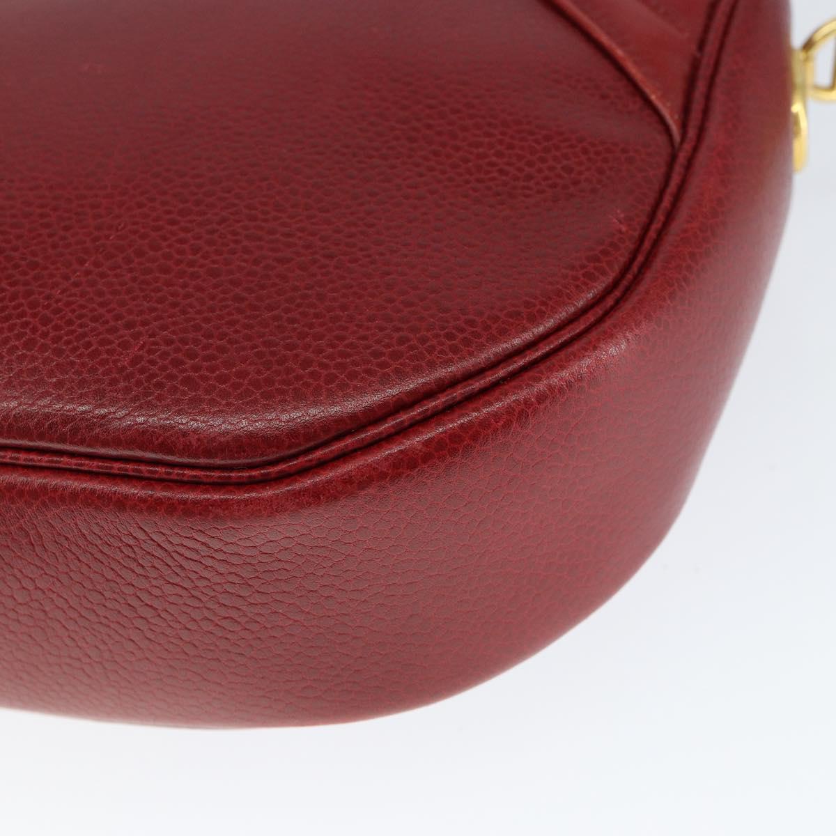 Christian Dior Shoulder Bag Leather Red Gold Auth 149151