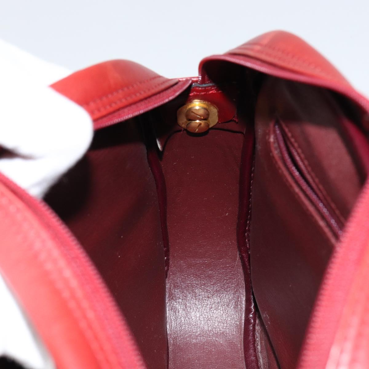 Christian Dior Shoulder Bag Leather Red Gold Auth 149151