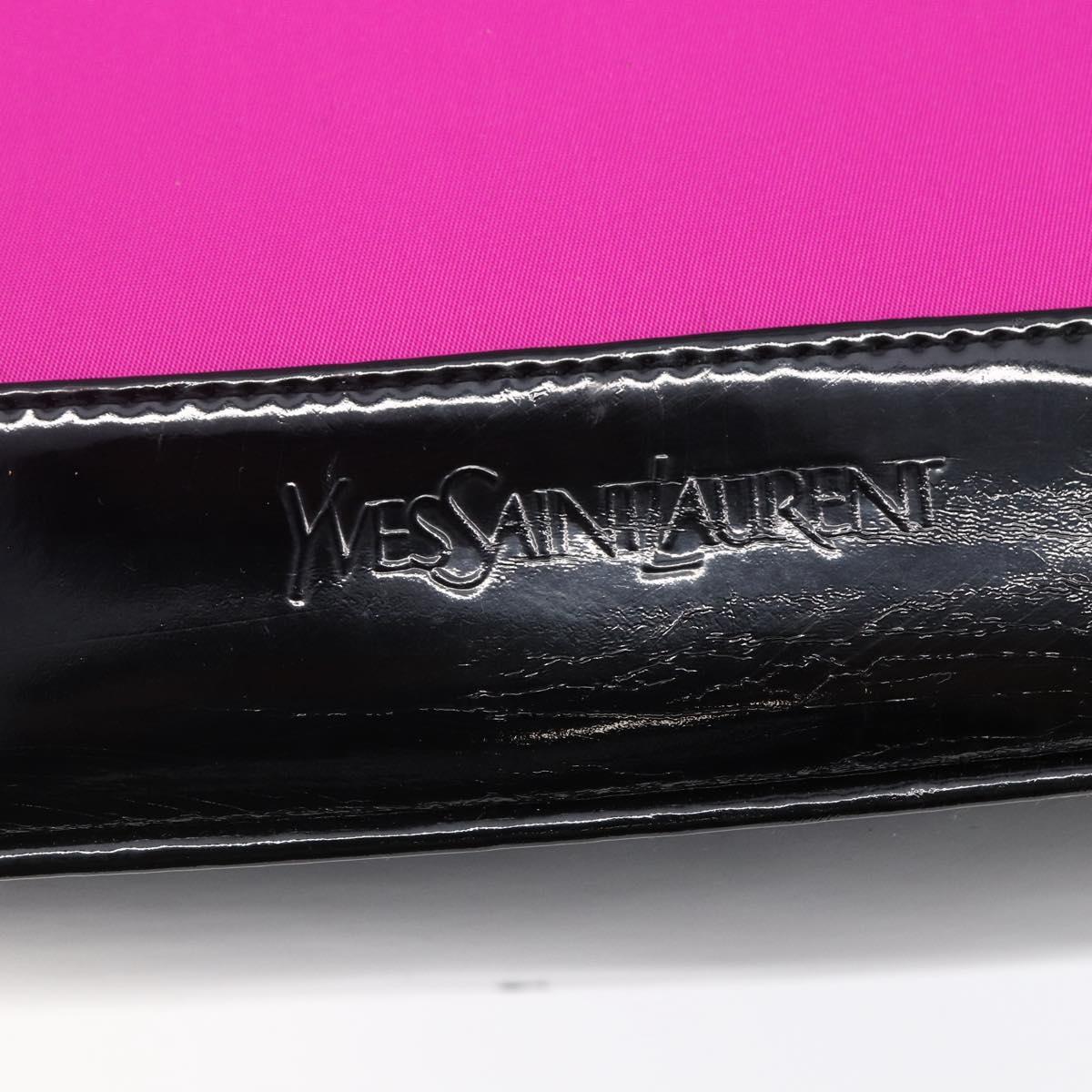 SAINT LAURENT Tote Bag Nylon Pink Gold Auth 149152