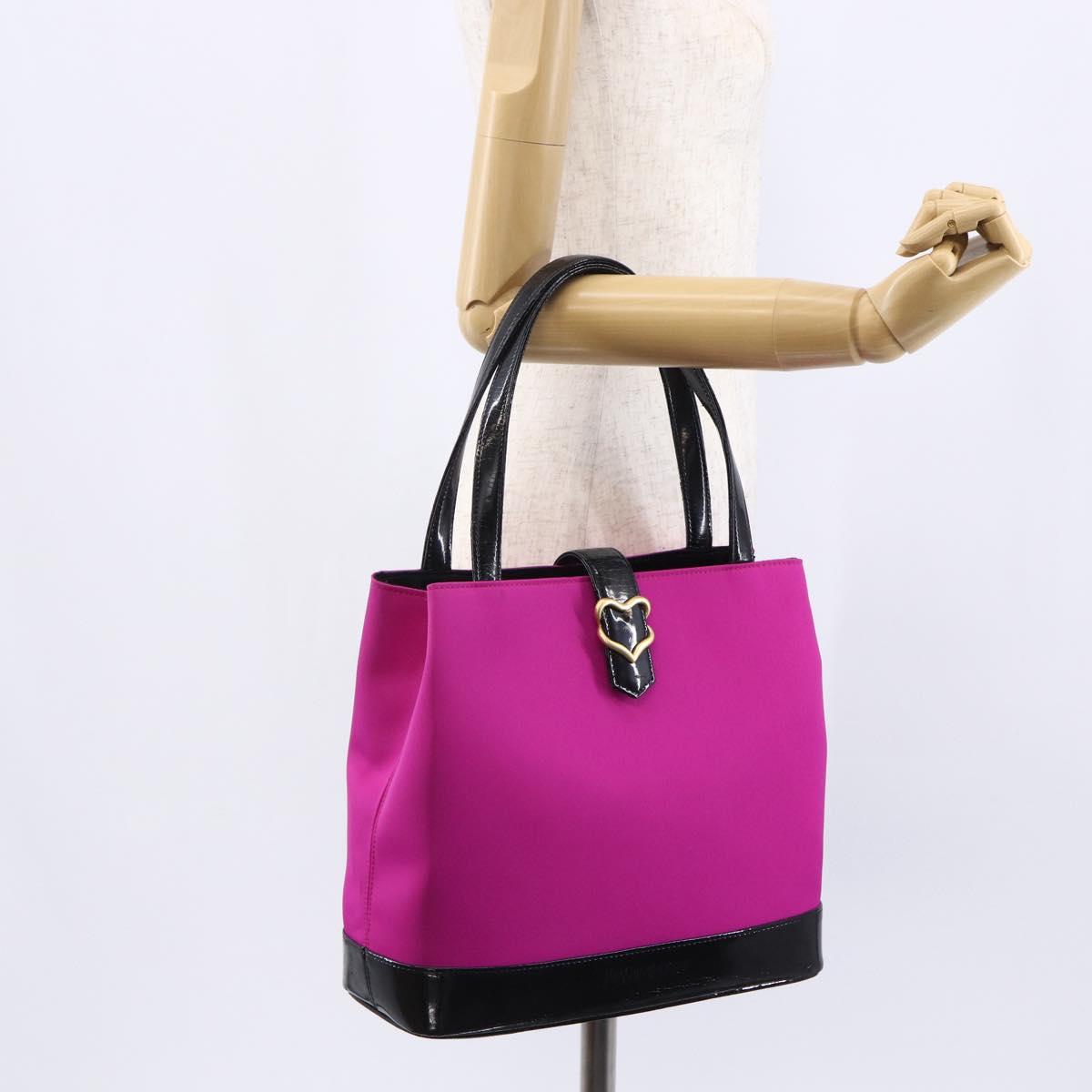 SAINT LAURENT Tote Bag Nylon Pink Gold Auth 149152