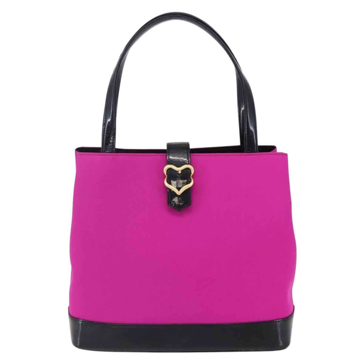 SAINT LAURENT Tote Bag Nylon Pink Gold Auth 149152