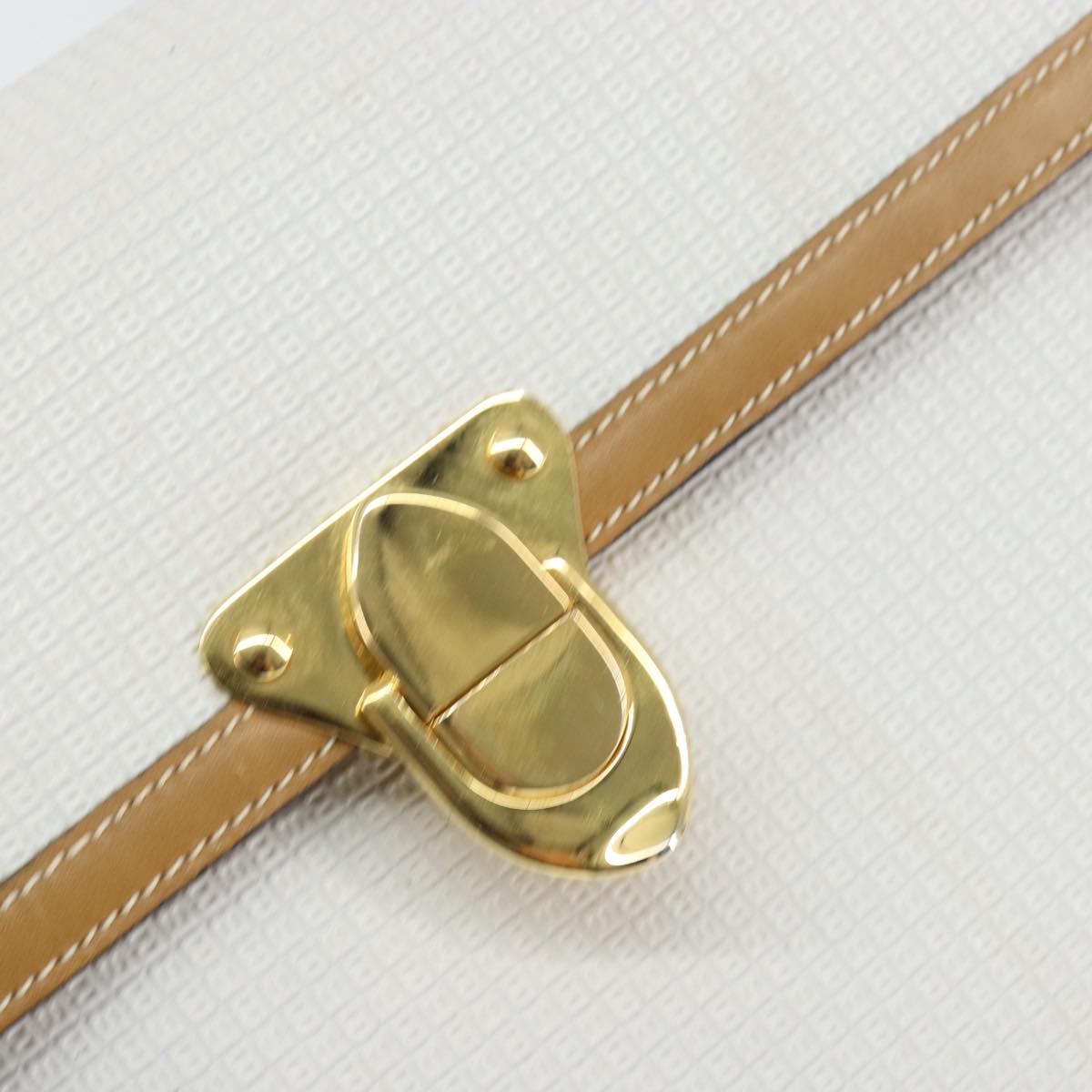 BALLY Hand Bag Leather White Gold Auth 149153