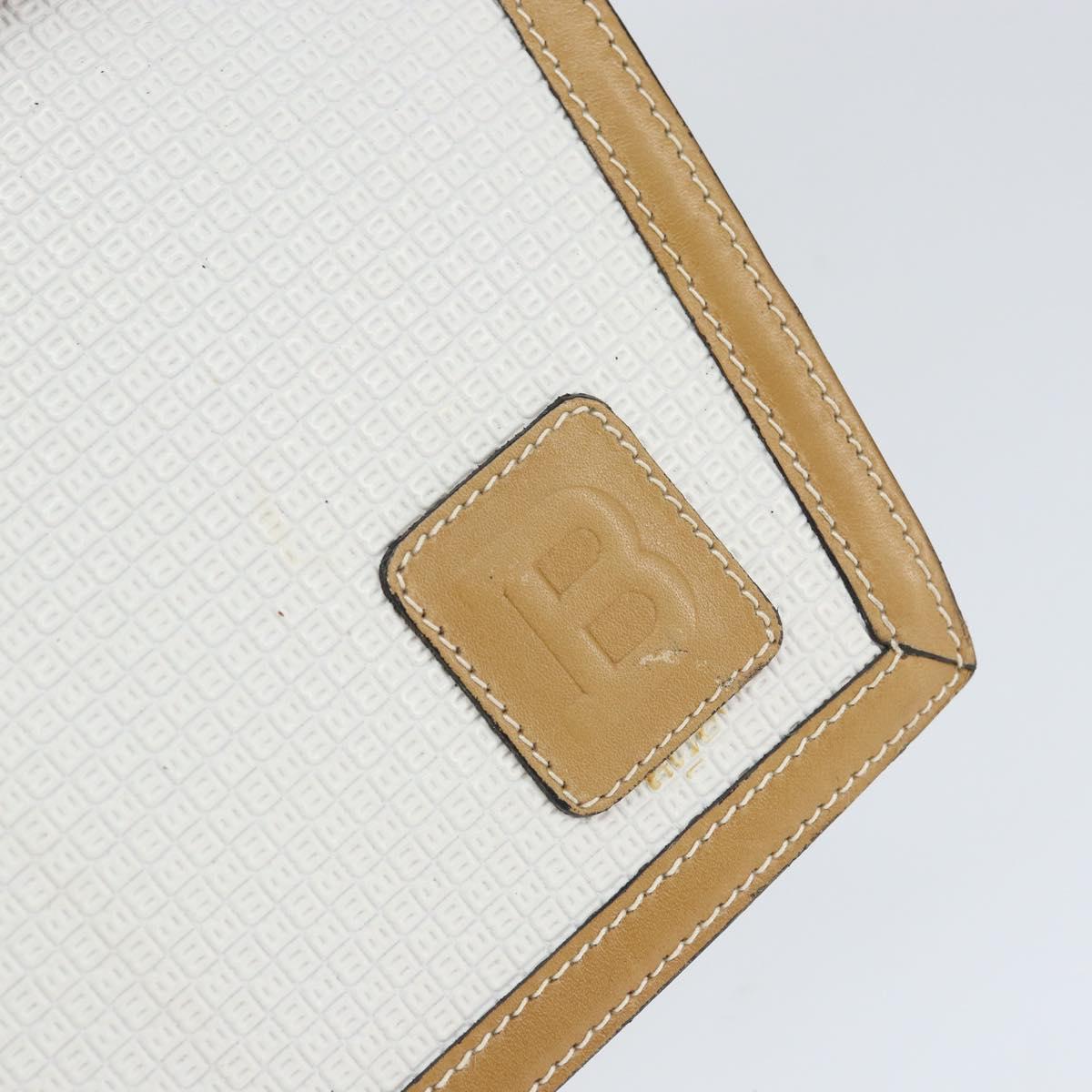 BALLY Hand Bag Leather White Gold Auth 149153