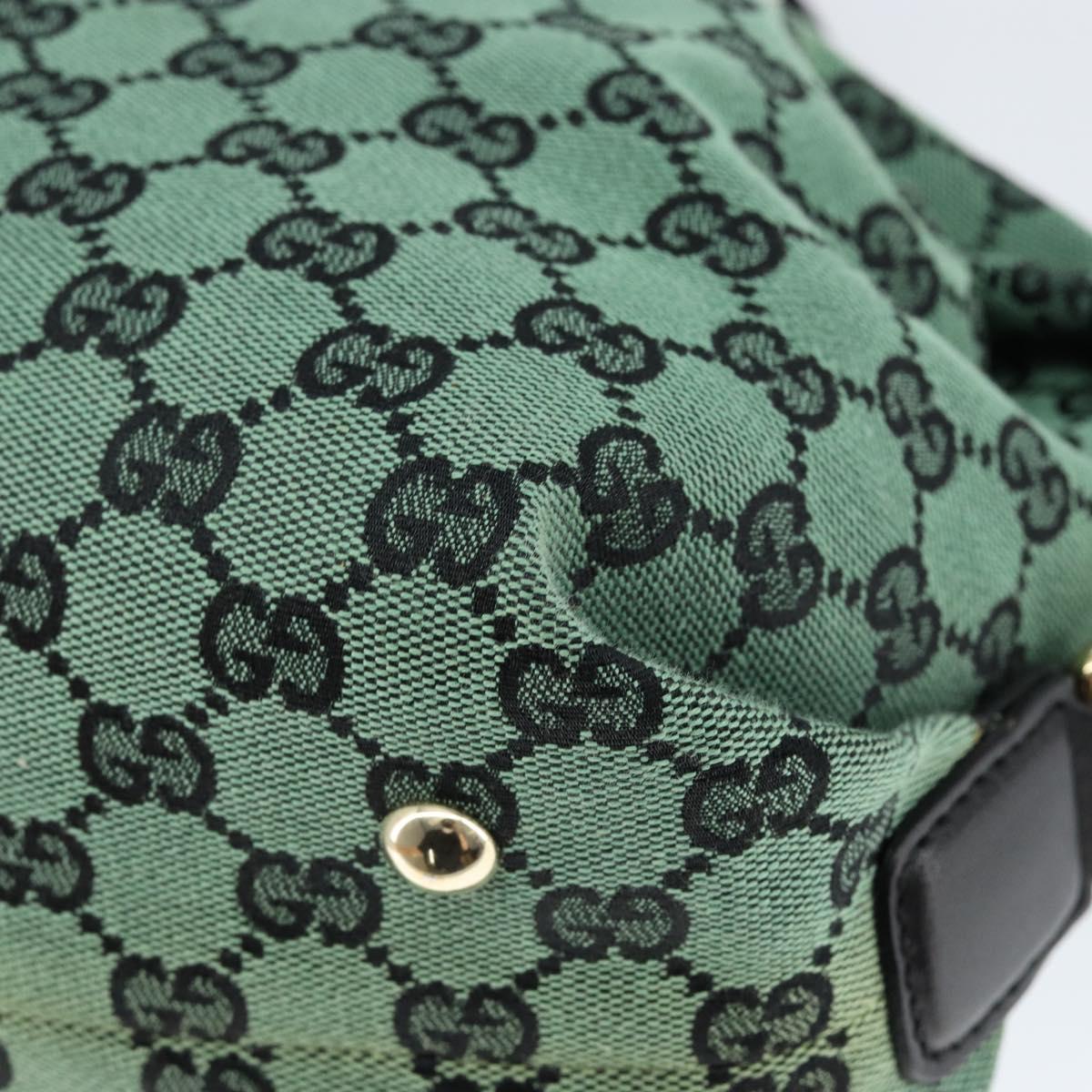 GUCCI GG Canvas Hand Bag Outlet Gold Green 272375 Auth 149154
