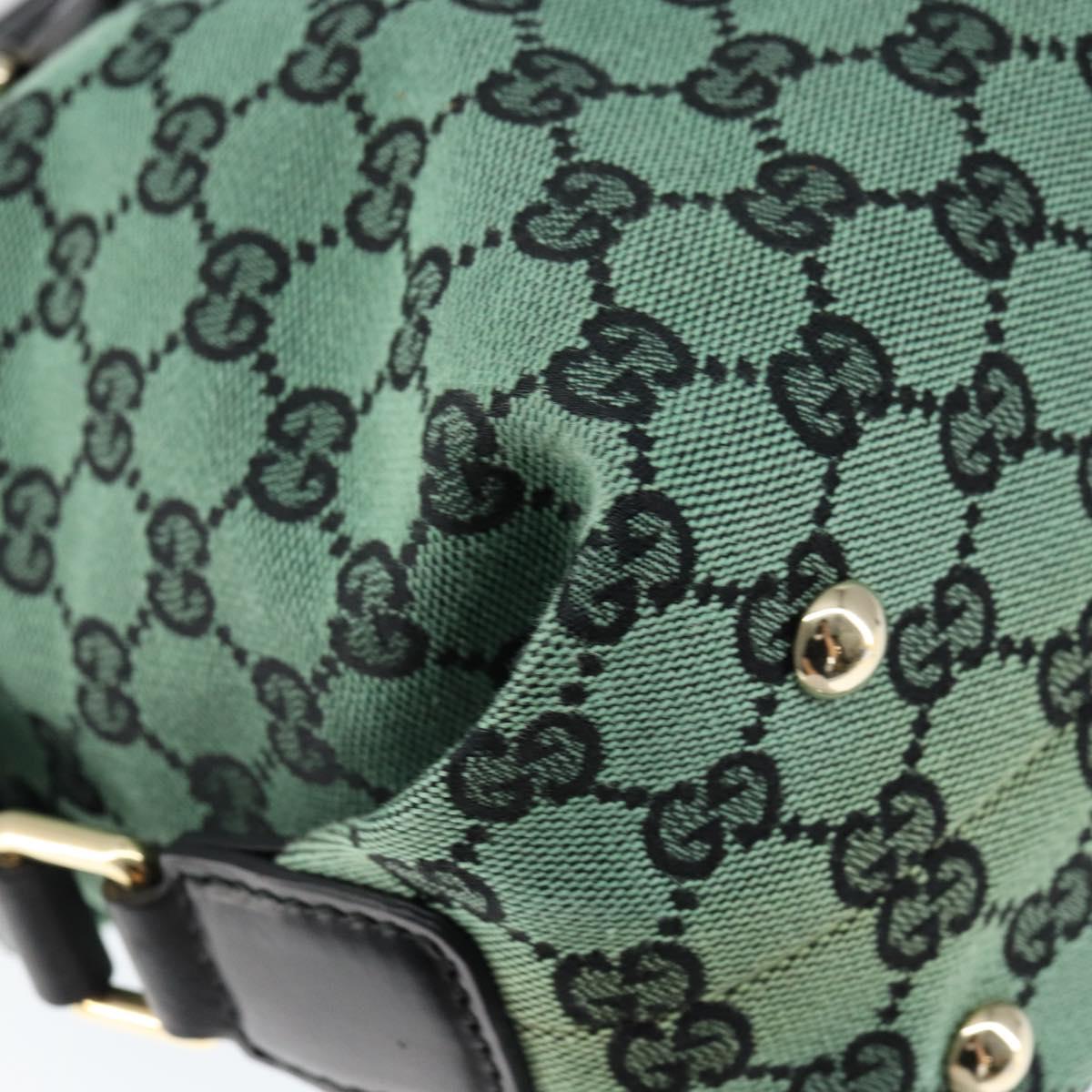 GUCCI GG Canvas Hand Bag Outlet Gold Green 272375 Auth 149154