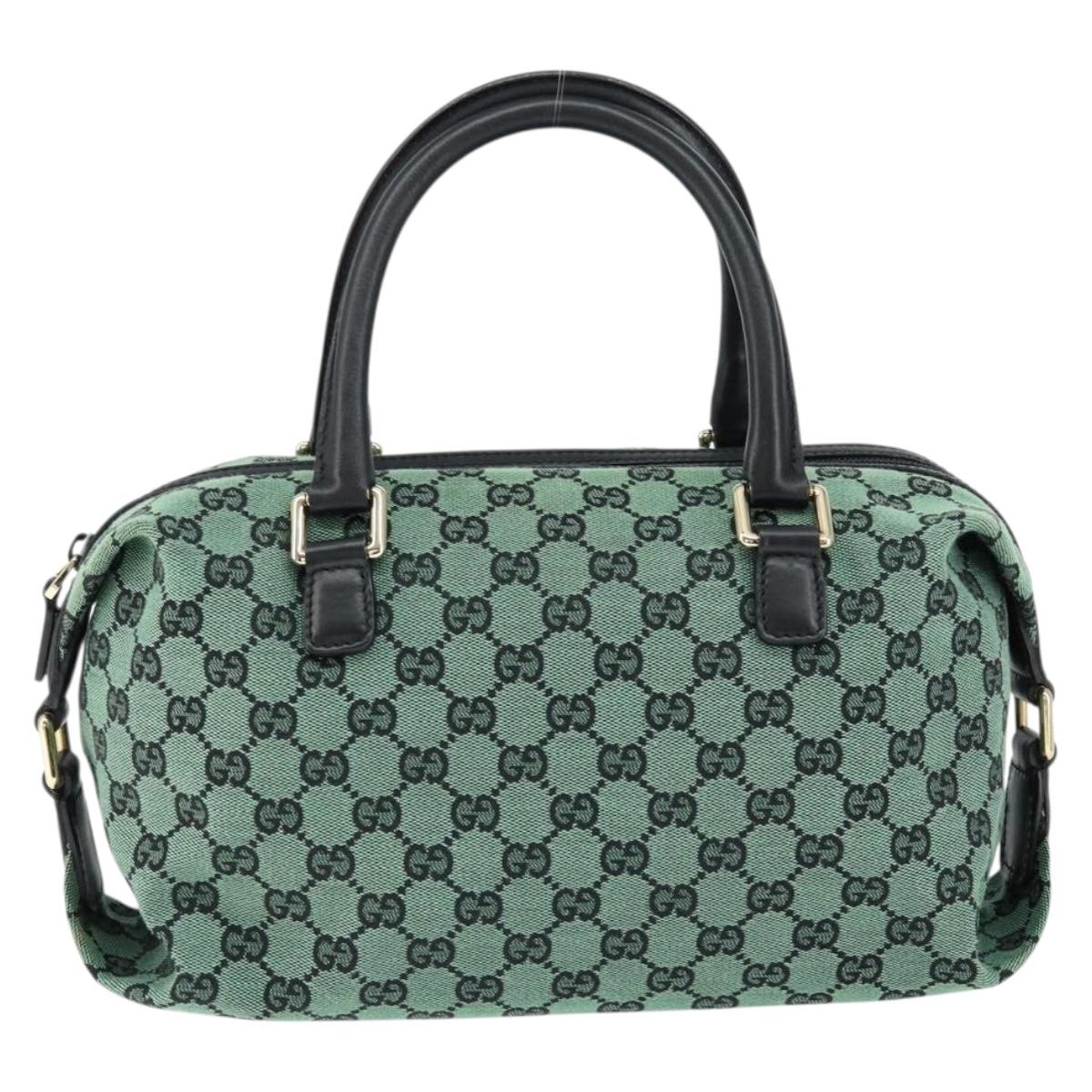 GUCCI GG Canvas Hand Bag Outlet Gold Green 272375 Auth 149154
