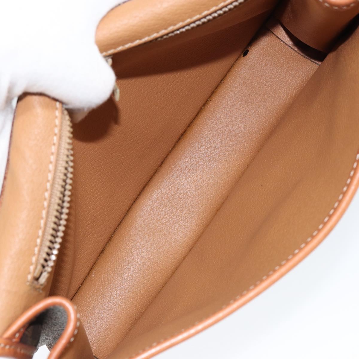 CELINE Macadam Canvas Circle Shoulder Bag PVC Leather Brown Gold Auth 149156