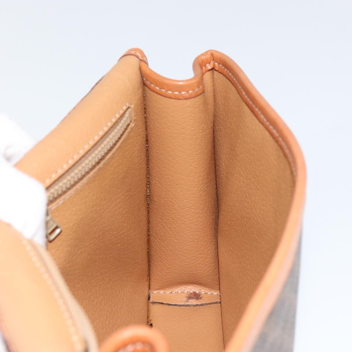 CELINE Macadam Canvas Circle Shoulder Bag PVC Leather Brown Gold Auth 149156