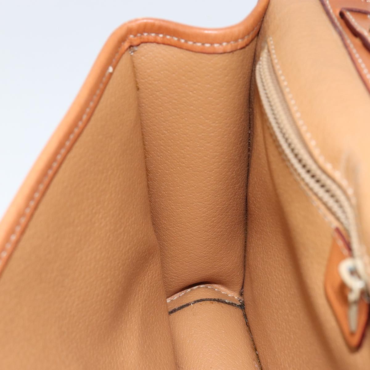 CELINE Macadam Canvas Circle Shoulder Bag PVC Leather Brown Gold Auth 149156