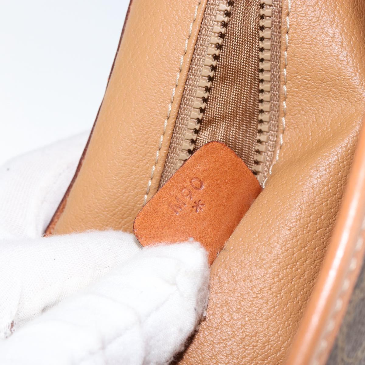 CELINE Macadam Canvas Circle Shoulder Bag PVC Leather Brown Gold Auth 149156