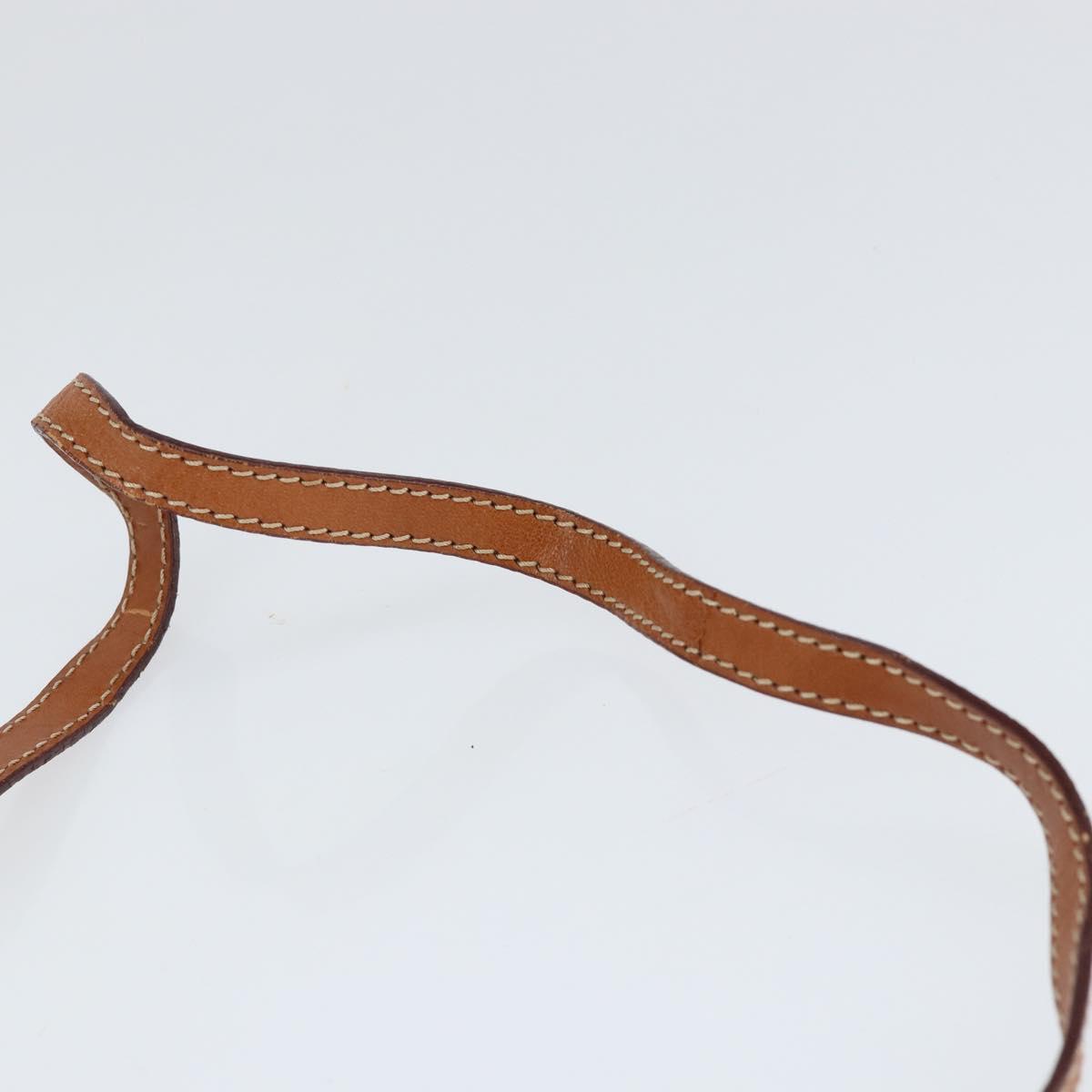 CELINE Macadam Canvas Circle Shoulder Bag PVC Leather Brown Gold Auth 149156