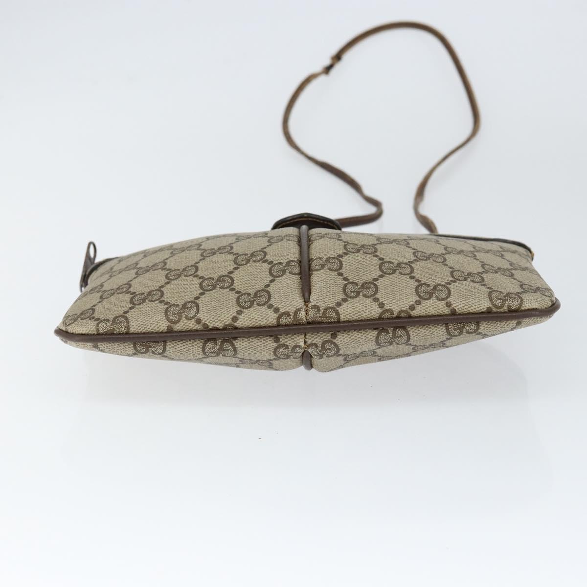 GUCCI GG Supreme Web Sherry Line Bag PVC Beige Gold 904 02 047 Auth 149187