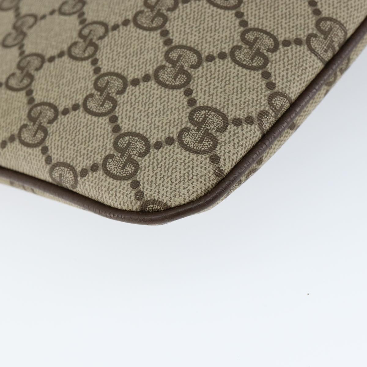 GUCCI GG Supreme Web Sherry Line Bag PVC Beige Gold 904 02 047 Auth 149187