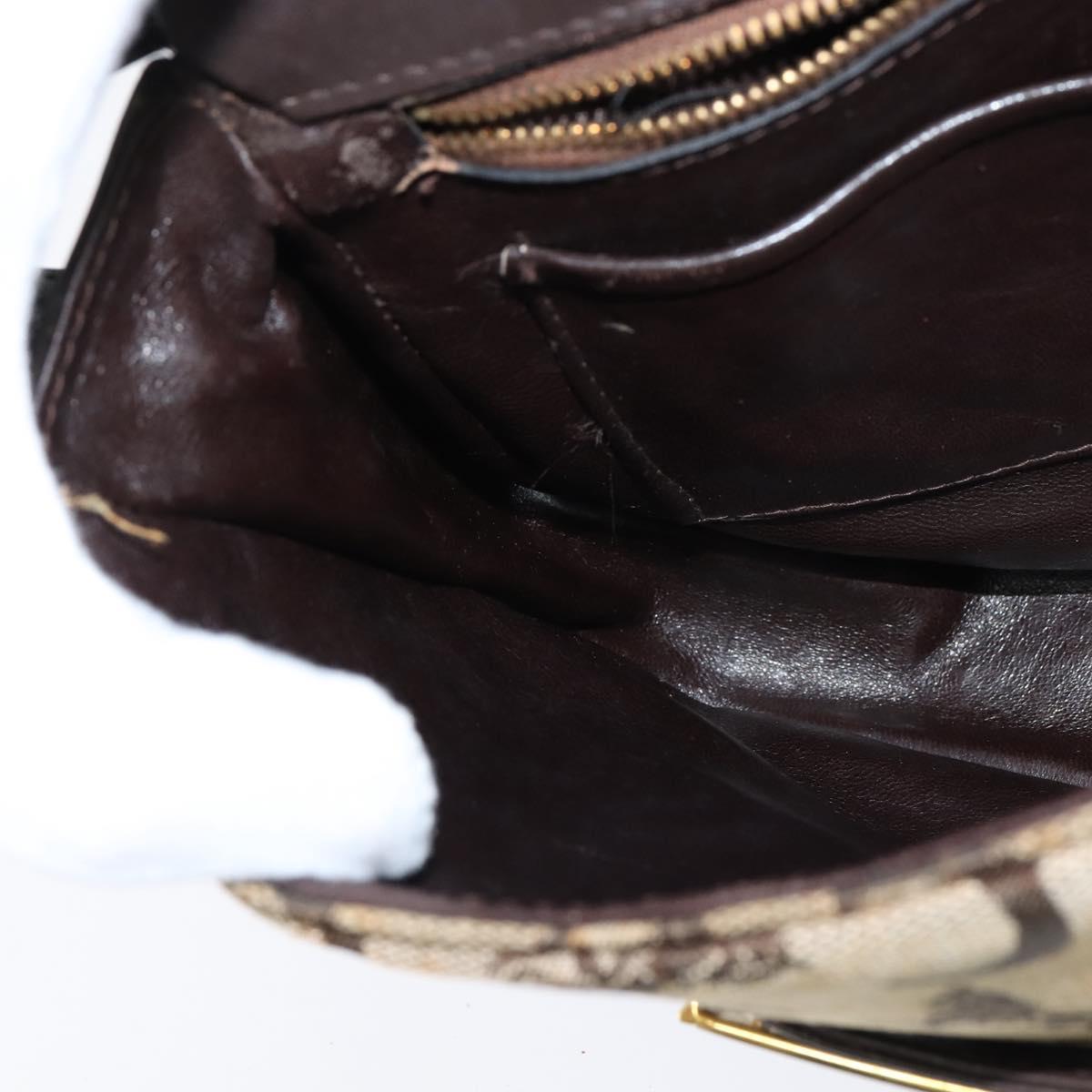 CELINE C Sulky Shoulder Bag Canvas Beige Gold Auth 149188