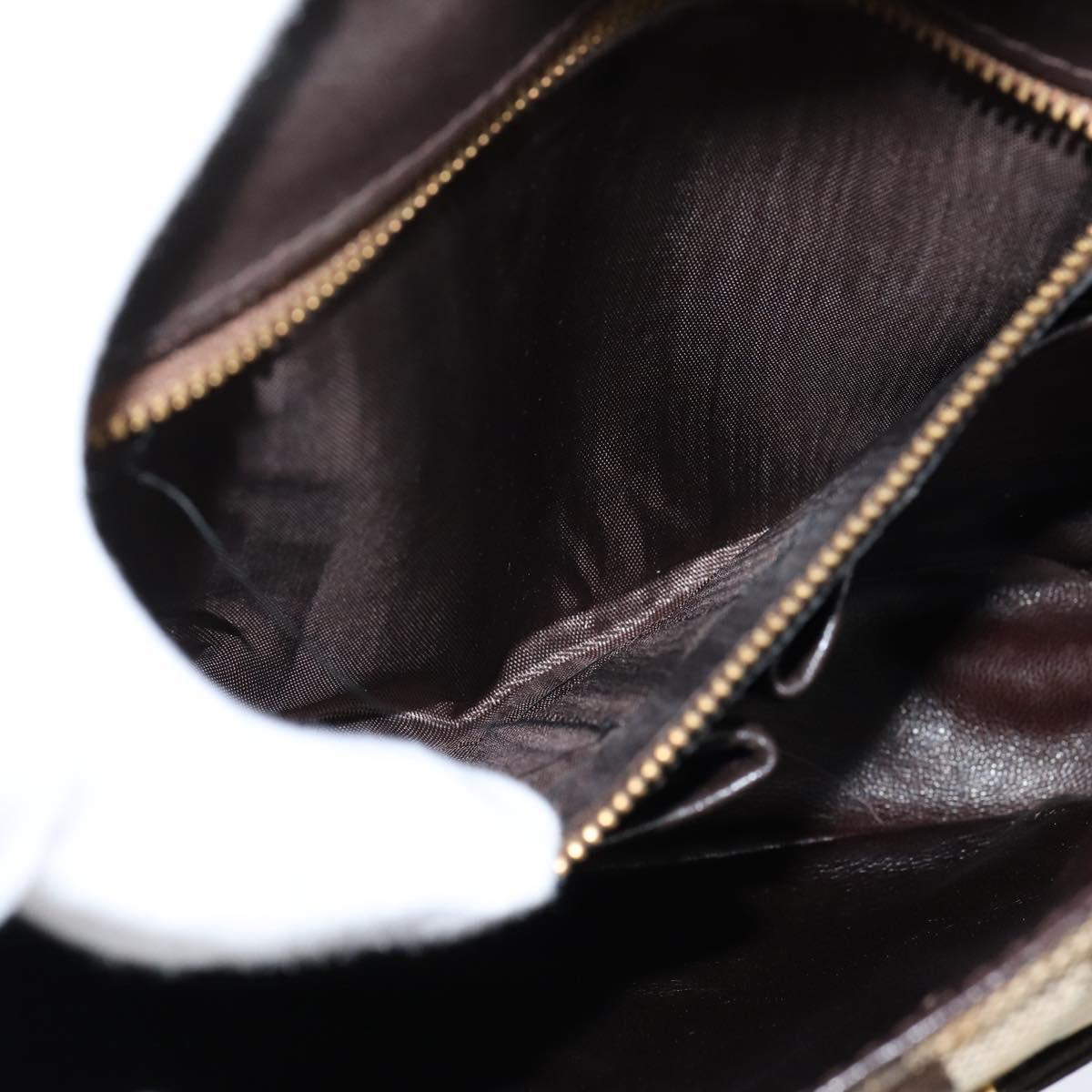 CELINE C Sulky Shoulder Bag Canvas Beige Gold Auth 149188