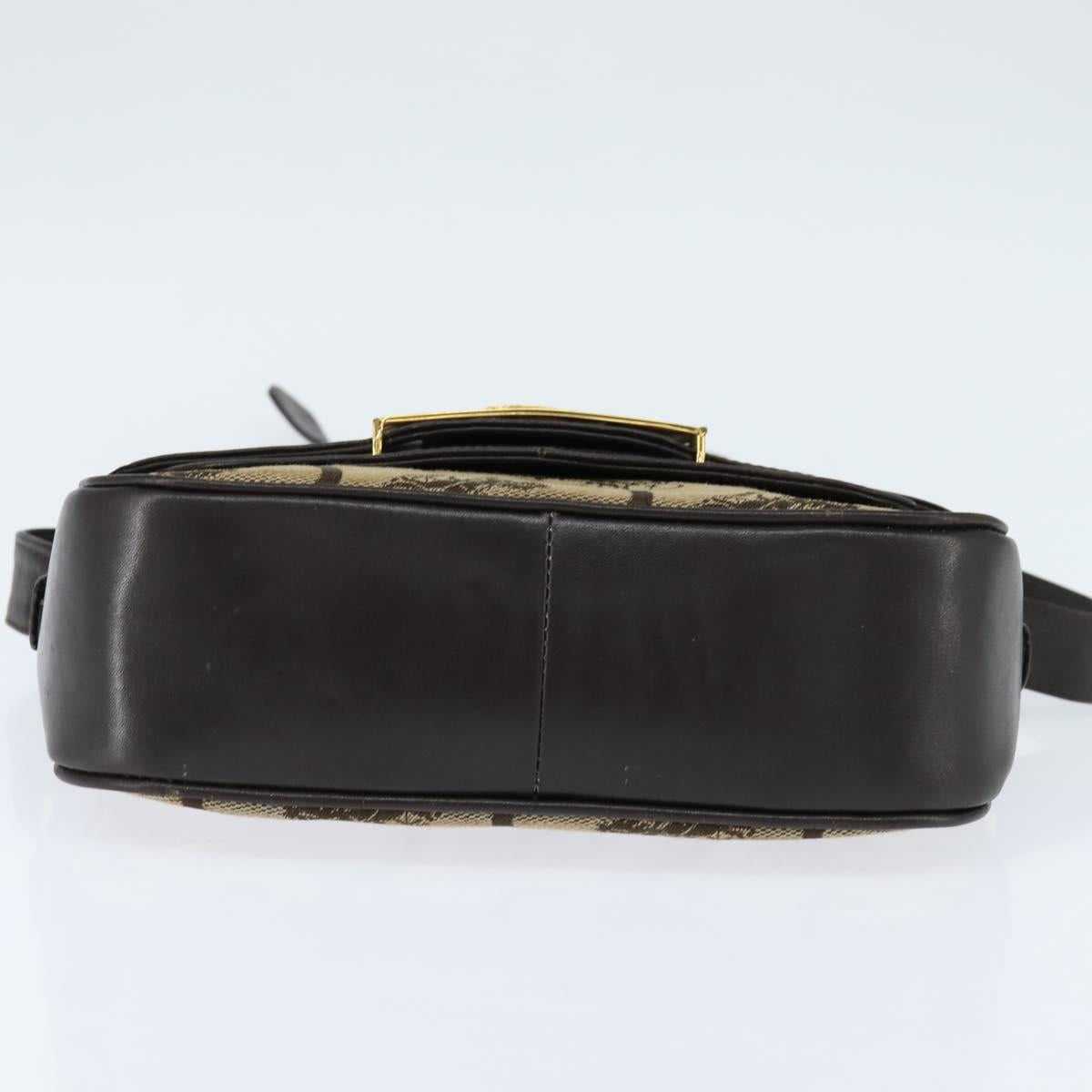 CELINE C Sulky Shoulder Bag Canvas Beige Gold Auth 149188