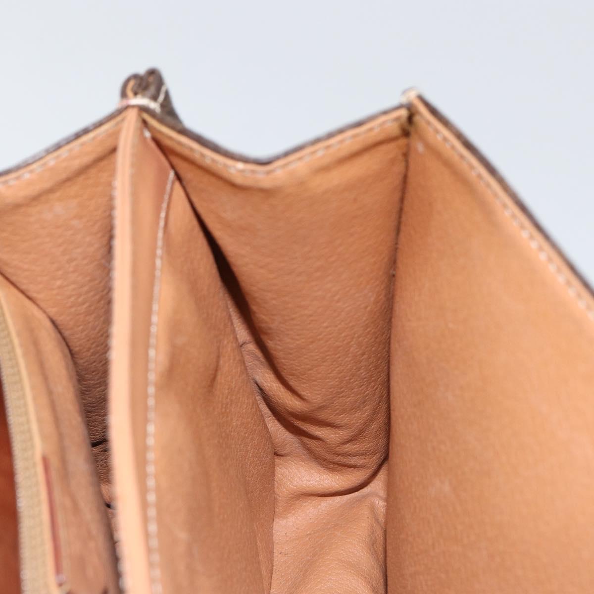 CELINE Circle Macadam Canvas Hand Bag PVC Leather Brown Gold Auth 149189