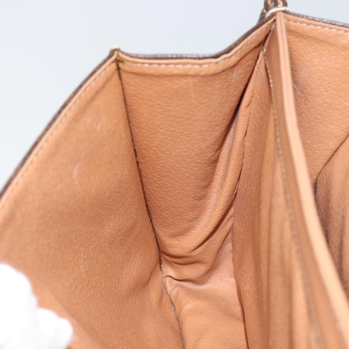 CELINE Circle Macadam Canvas Hand Bag PVC Leather Brown Gold Auth 149189