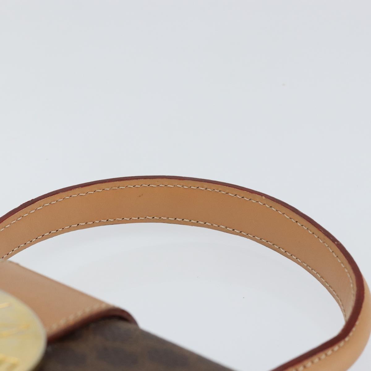 CELINE Circle Macadam Canvas Hand Bag PVC Leather Brown Gold Auth 149189