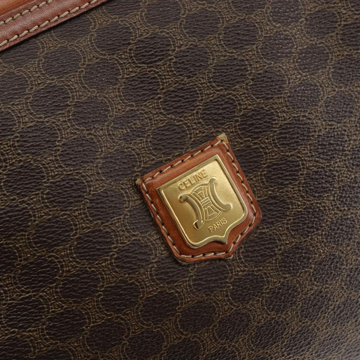 CELINE Macadam Canvas Shoulder Bag PVC Leather Brown Gold Auth 149190