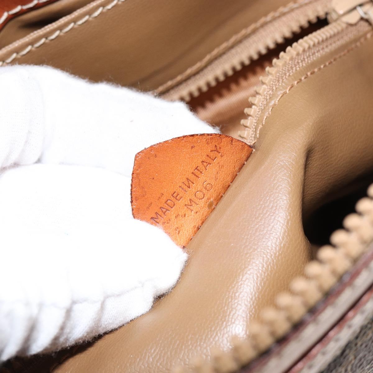 CELINE Macadam Canvas Shoulder Bag PVC Leather Brown Gold Auth 149190