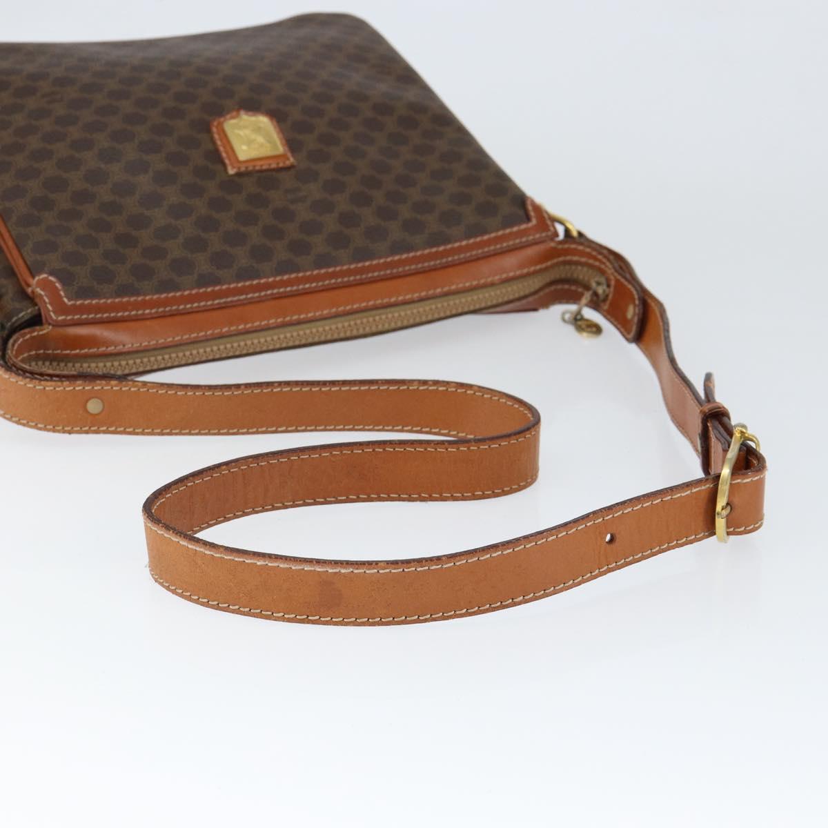 CELINE Macadam Canvas Shoulder Bag PVC Leather Brown Gold Auth 149190
