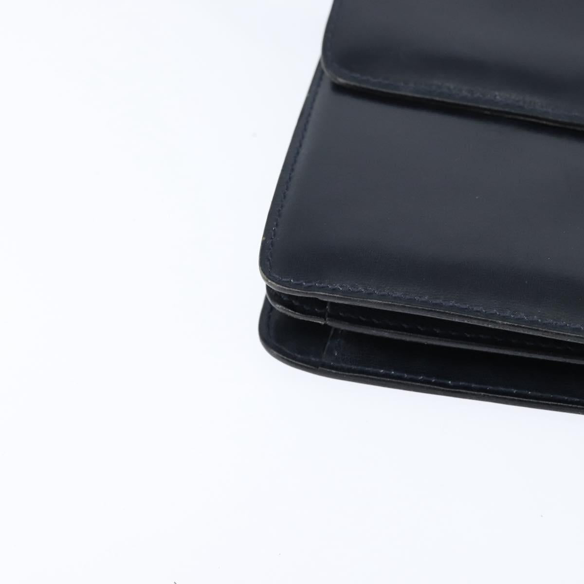 CELINE Shoulder Bag Leather Navy Gold Auth 149191