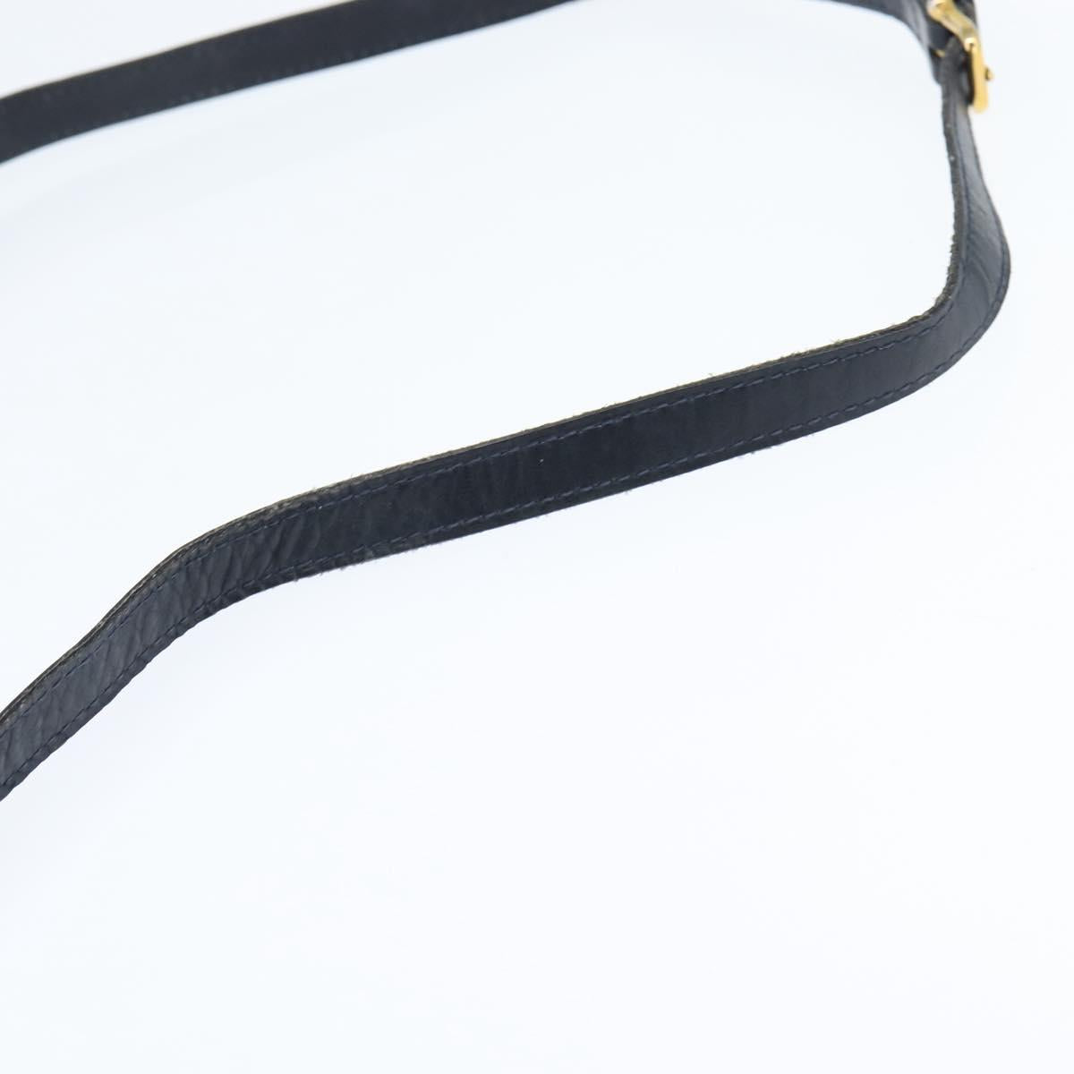 CELINE Shoulder Bag Leather Navy Gold Auth 149191