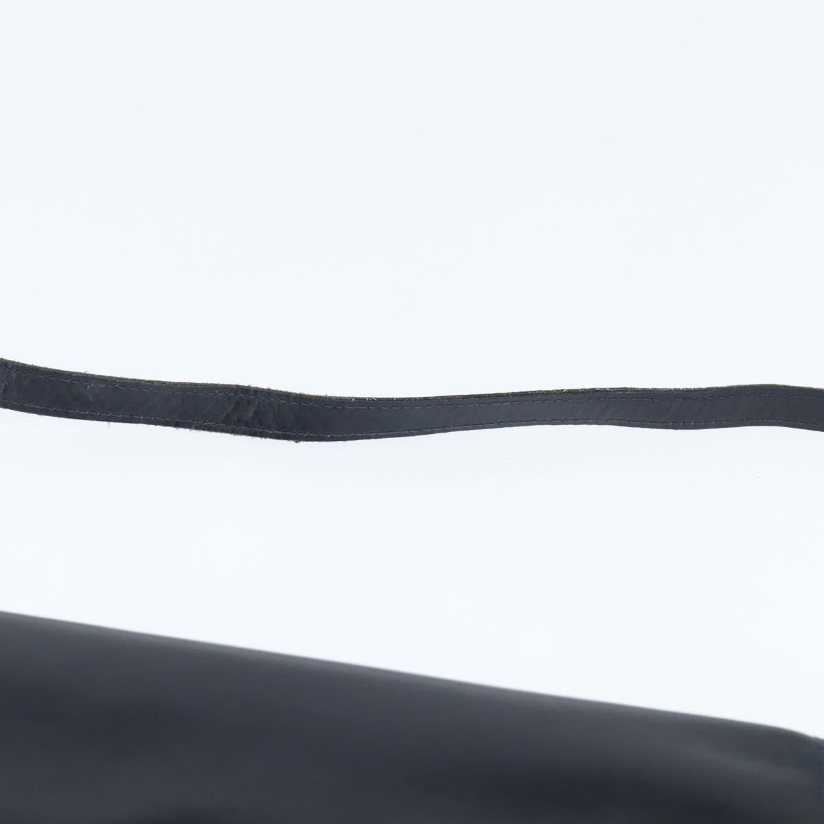 CELINE Shoulder Bag Leather Navy Gold Auth 149191