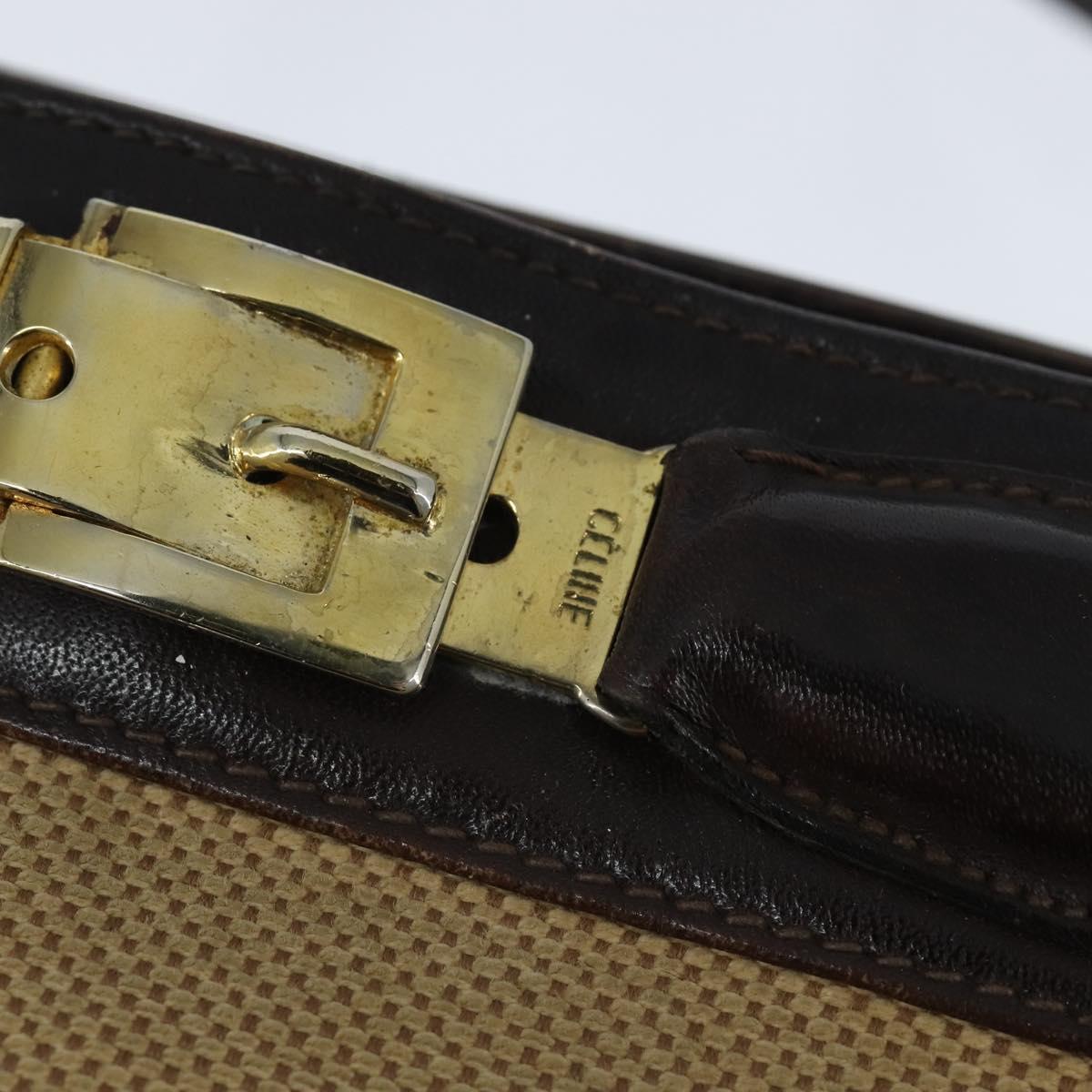 CELINE Shoulder Bag Canvas Beige Gold Auth 149192