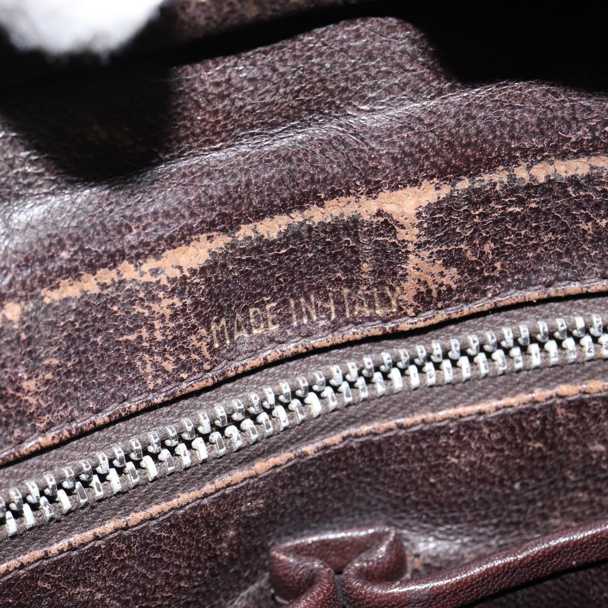 CELINE Shoulder Bag Canvas Beige Gold Auth 149192