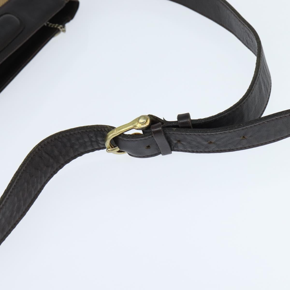 CELINE Shoulder Bag Canvas Beige Gold Auth 149192