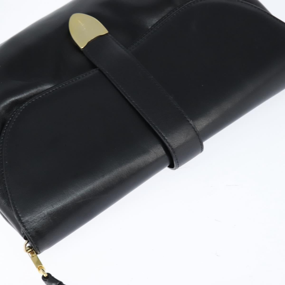 Salvatore Ferragamo Shoulder Bag Leather Black Gold Auth 149194